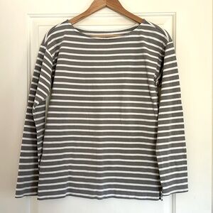 Everlane Grey and White Striped Knit Top